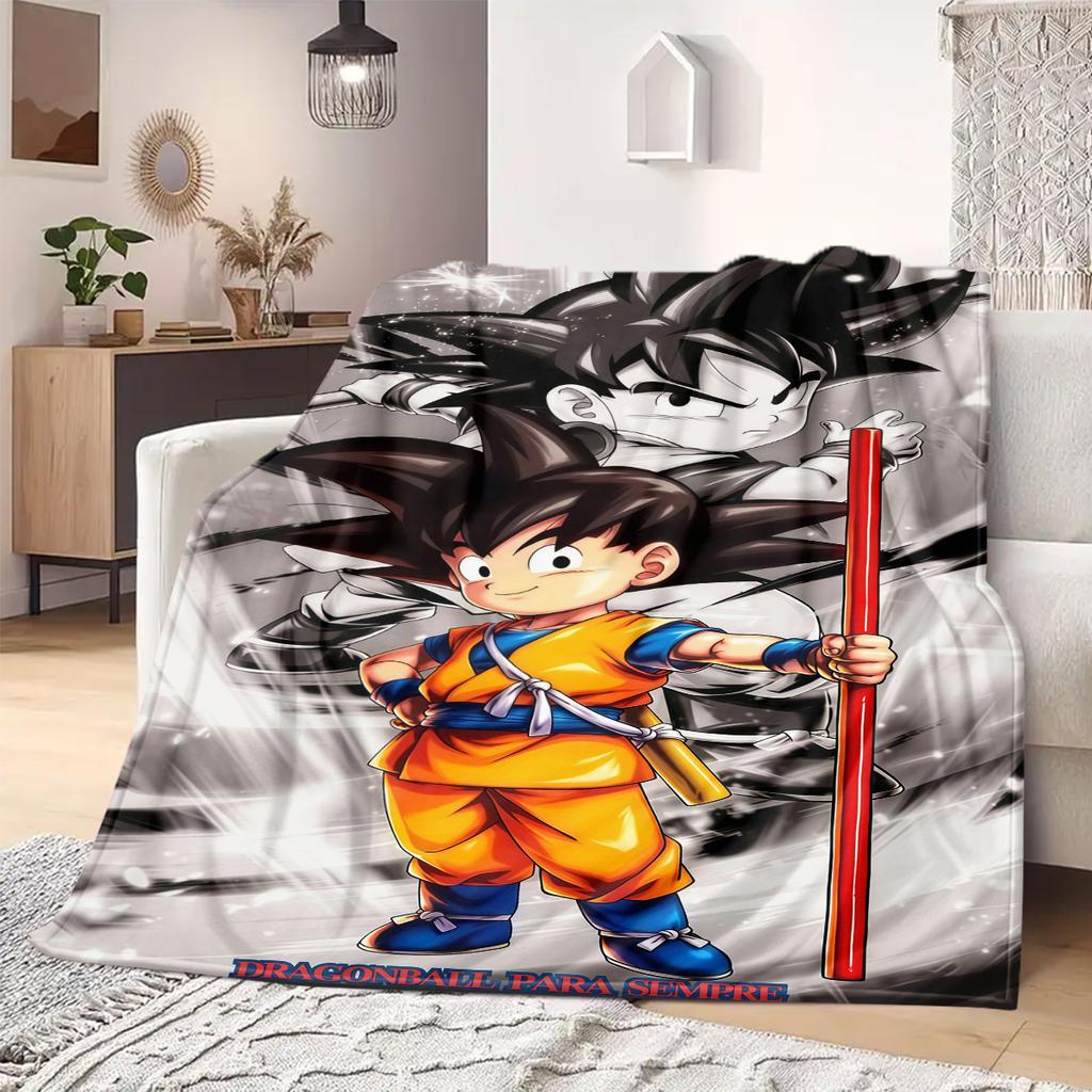 Cartoon Son Goku Print Blanket Warm Comfortable Flannel Blanket Suitable for Bedrooms,Sofas, Beds, Chairs, Picnics,Travel -QIAO5