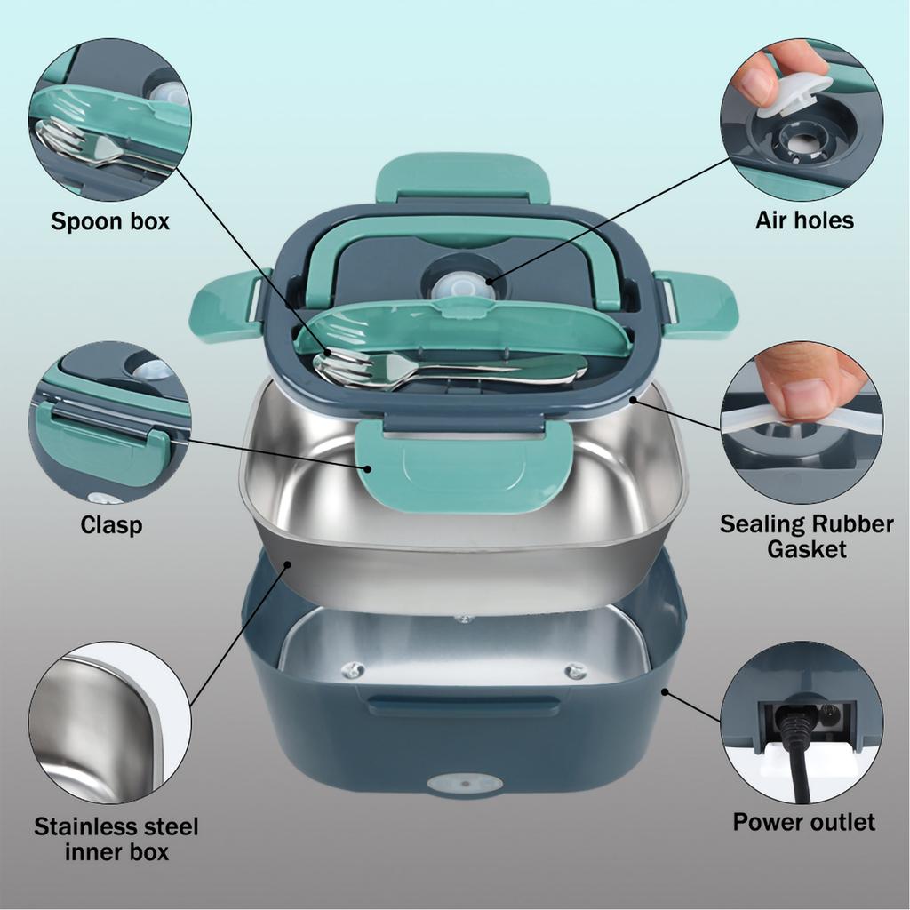 220 В 110 В 12 В 24 В двойного назначения для дома, автомобиля, электрический подогрев, герметичный портативный подогреватель пищи, контейнер с подогревом из нержавеющей стали