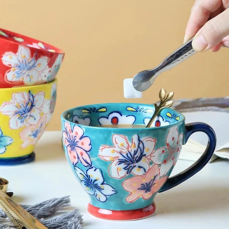 1 шт. 500 мл керамическая чашка расписанная вручную большая емкость чашка для овсянки пригодная для микроволновки керамическая кружка чашка для завтрака подарок на День матери подарочная коробка