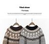 PLUS Su Macho Heavyweight Thick Alpaca & Sheep Wool Fair Isle Hand-Knitted Round Neck Sweater