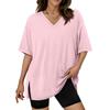 Large Oversized Women's Gym T Shirts Plus Size Tops V Neck Short Sleeve Workout Shirts Casual Loose Fit T Shirts