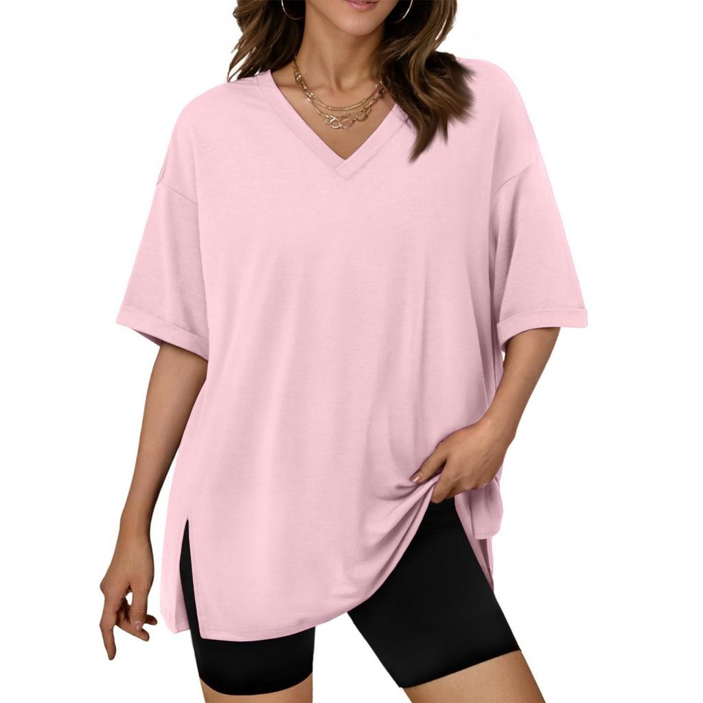 Large Oversized Women's Gym T Shirts Plus Size Tops V Neck Short Sleeve Workout Shirts Casual Loose Fit T Shirts