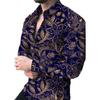 Men Spring Summer Shirt Turn-down Collar Single-breasted Slim Fit Long Sleeve Buttons Soft Breathable Flower Print Mid Length Men Top