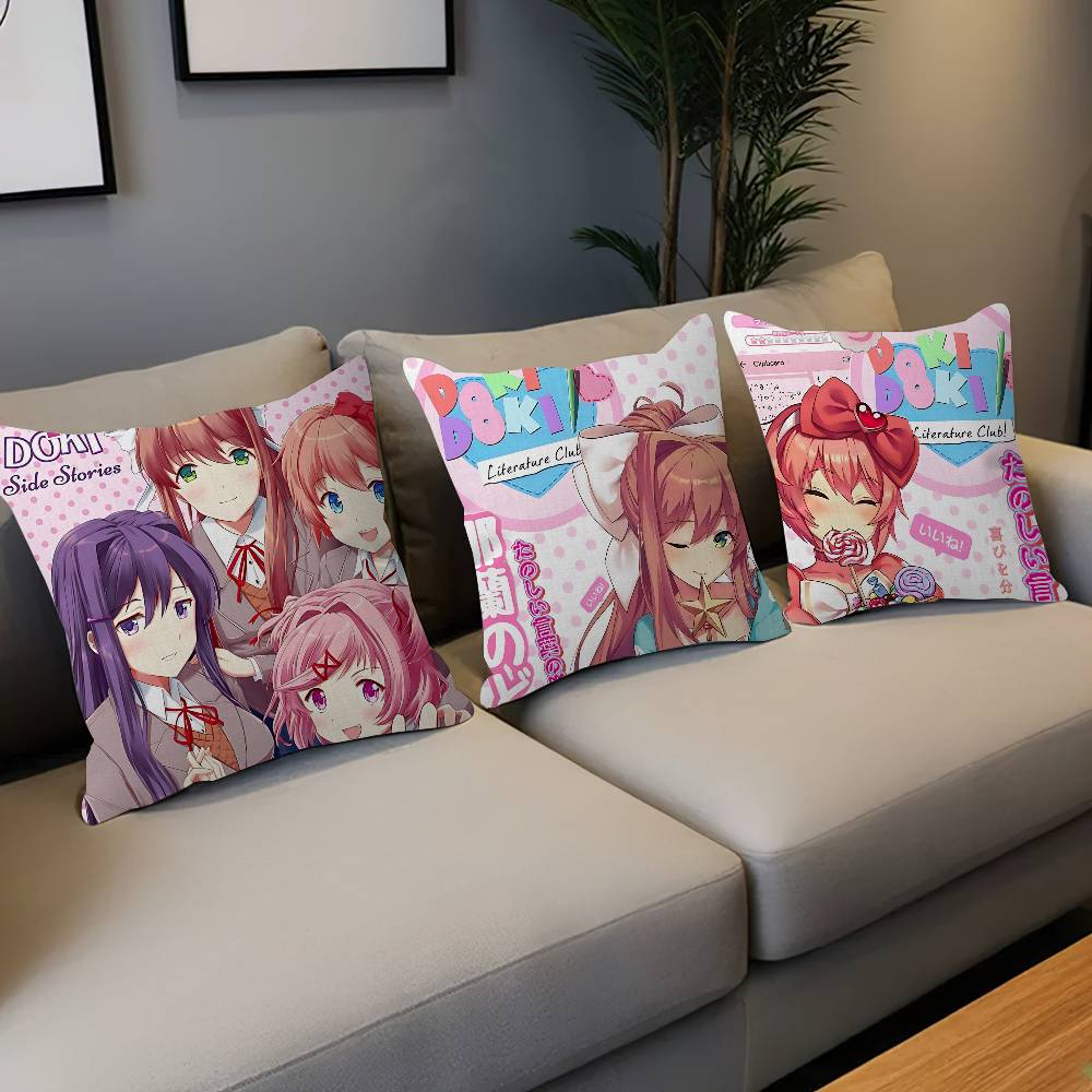 Подушка с изображением персонажей визуальной новеллы D-Doki для спальни и гостиной, декоративная наволочка для дивана