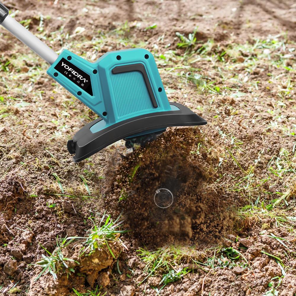 Yofidra Бесщеточный электрический садовый культиватор, газонокосилка, роторный культиватор для обработки почвы, садовый инструмент, подходящий для аккумуляторных штифтов Makita 18 В