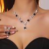 Luxury Shiny Rhinestone Necklace Earrings Two-piece Set High-end Necklace Earrings