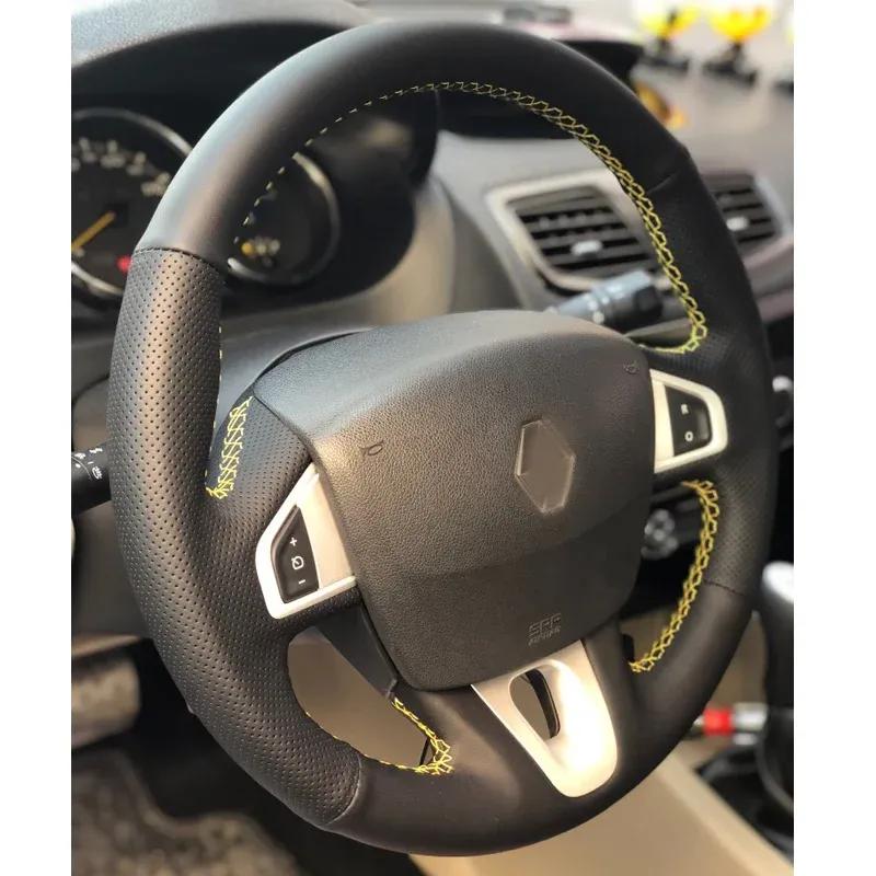 CARDAK Black Artificial Leather Steering Wheel Cover for Renault Megane 3 2009-2014 Scenic 2010-2015 Fluence ZE 2009-2016