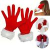 Short Holiday Mitten Plush Velvet Gloves Fashion Christmas Red Gloves  for Costumes