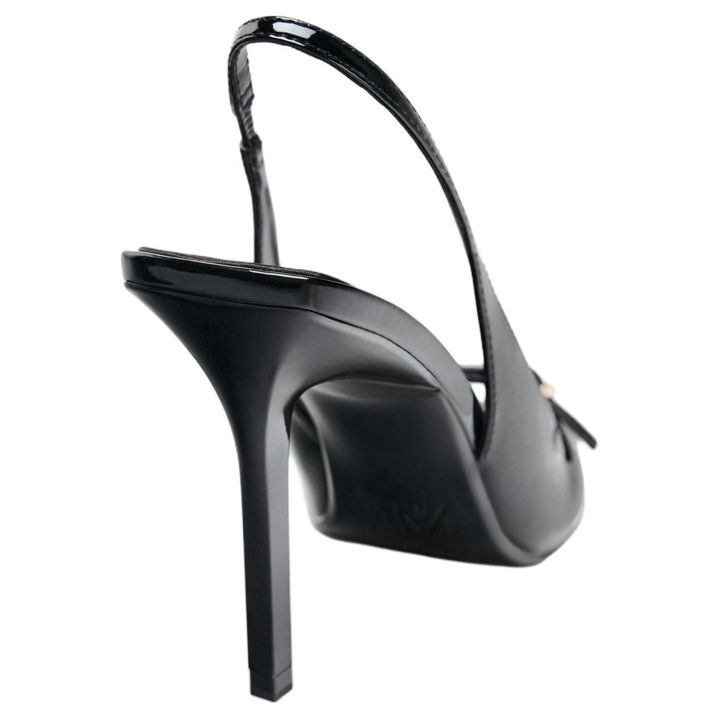 Zara Pu Elegant Open-Toe High Heel Patent Effect Pointed Toe Strap Sandals 10.5Cm Women Sandals Black 13307510-38