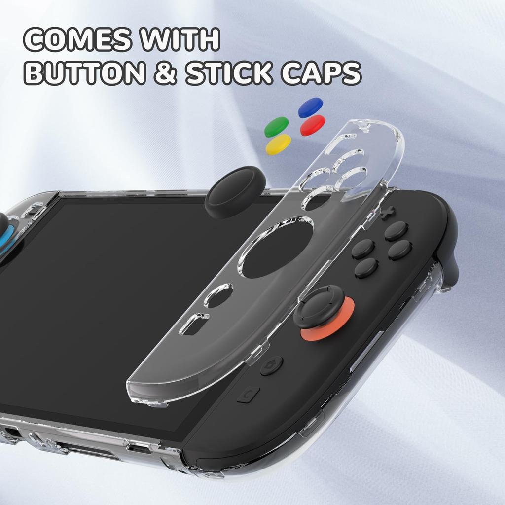 PlayVital Clear Series Clear Hard Shell Case for Switch 2 Dock Protective Cover with Folding Stand and Thumb Grips (2025), Compatible,