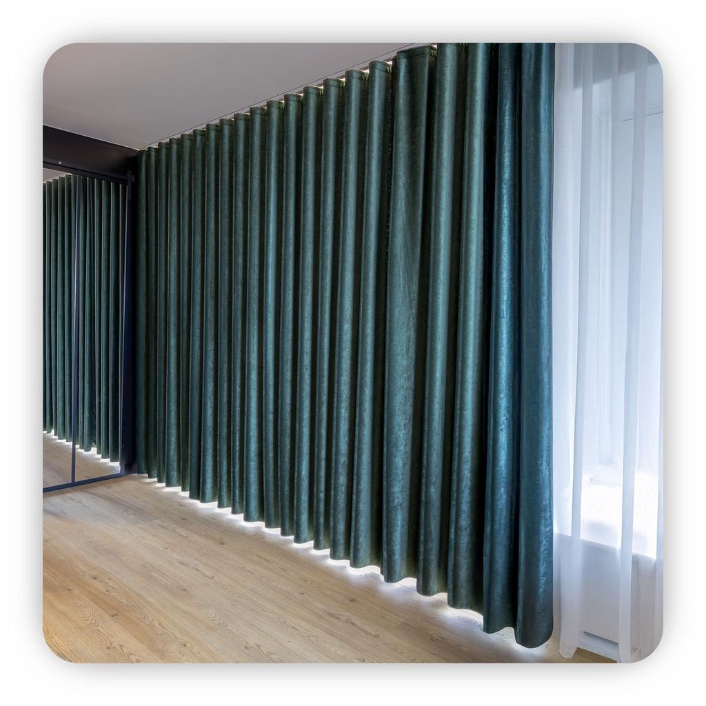 Wave Curtain Tape with a holder every 107mm, 1 meter, Black