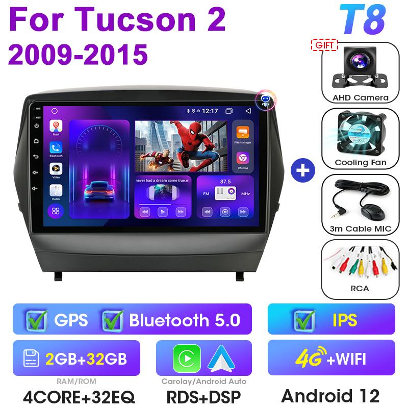 2 Din Android 12 автомобильное радио для Hyundai Tucson 2 LM IX35 2009 - 2015 мультимедийный видеоплеер GPS 4G Carplay авто стерео головное устройство