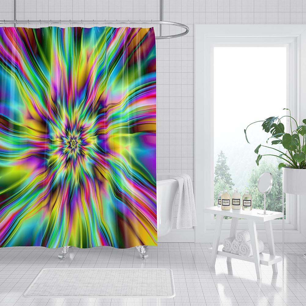 3D Flower Dolphin Bohemian Geometric Print Shower Curtain with Roller Hooks Modern Decorative Elegant Bathroom Curtains 180x180cm