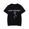 Korea Tops Love Yourself T-Shirt Kpop Summer Short Sleeve Letter Graphic T-Shirt Casual Black T Shirt Women Grunge