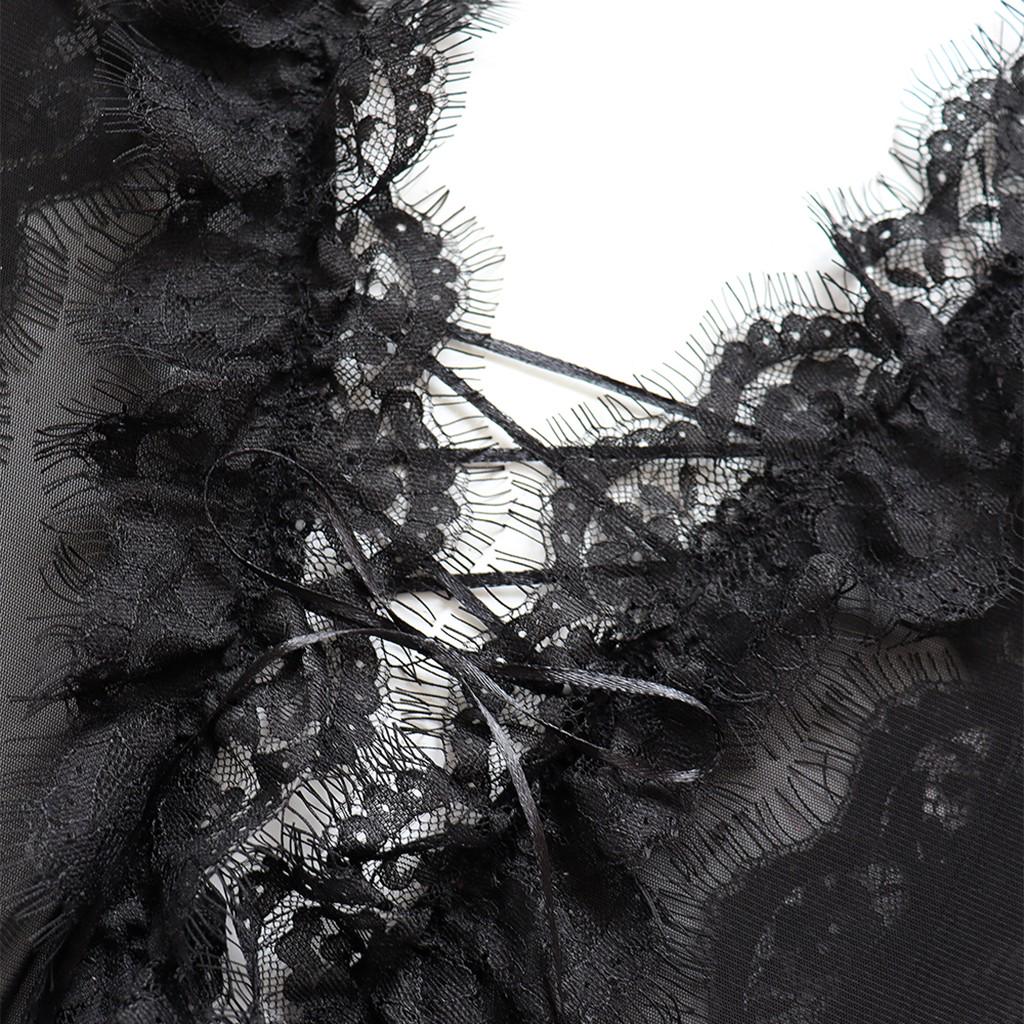 Women Plus Size Sexy Underwear Pajamas Lingerie Deep V-Neck Backless Bodysuit