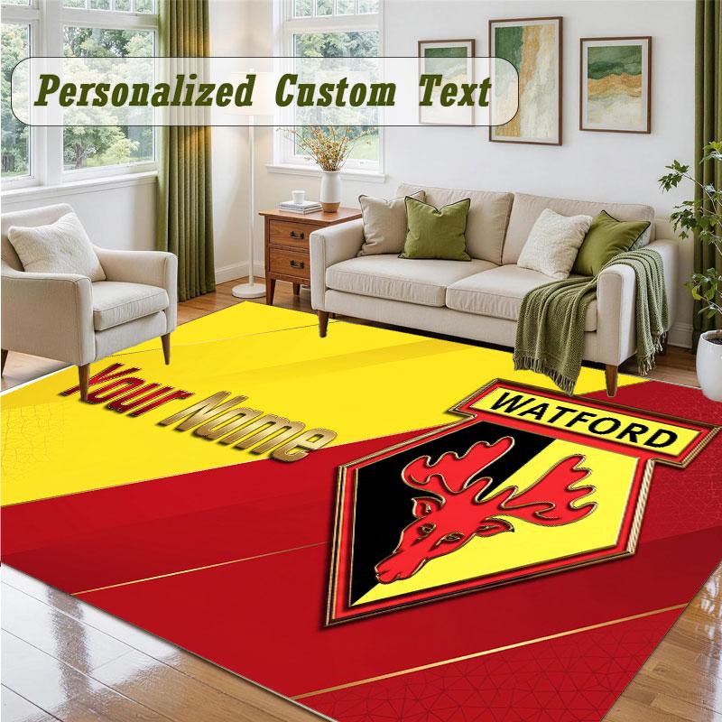 Crystal Velvet Square Rug Custom NameWatford FC Pattern Non Slip Home Floor Decor Rug