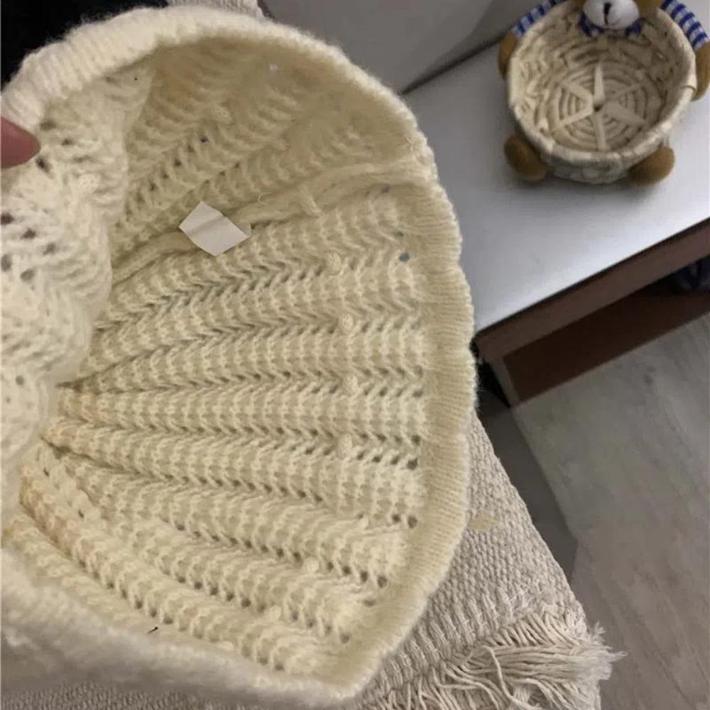 All-match Bow Knitted Hat Korean Style Brimless Beanie Cap Soft Crochet Pullover Cap  Outdoor