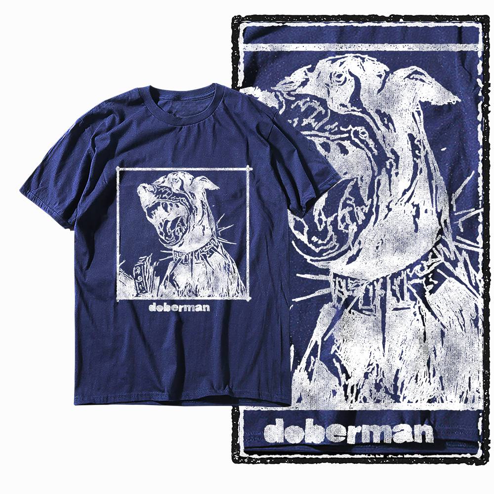 G59 NAVY Big Size 100% Cotton Dog Printed Men's T-shirt | Streetwear Cool Vintage O-neck Men's Tee Tshirt