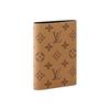 LOUIS VUITTON MONOGRAM REVERSE Brand-Printed Flap Closure Coated Canvas Passport Holder Unisex Style Khaki