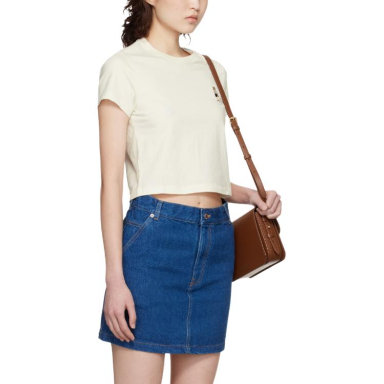 Maison Kitsune Embroidered Patch Crew Neck Short Sleeve T-Shirt Women tops QW00113KJ70260443