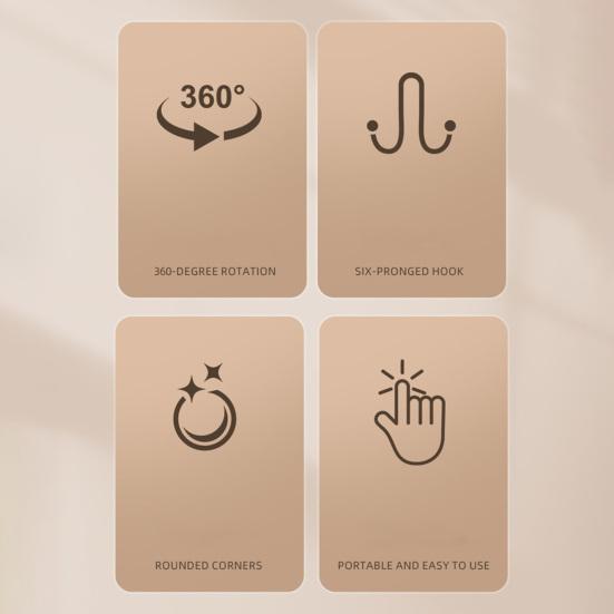 6-Claw Suction Cup Hook 360-Degree Swivel Hook No Drilling Adhesive-free Removable Hook for Home Wall Kitchen Bathroom