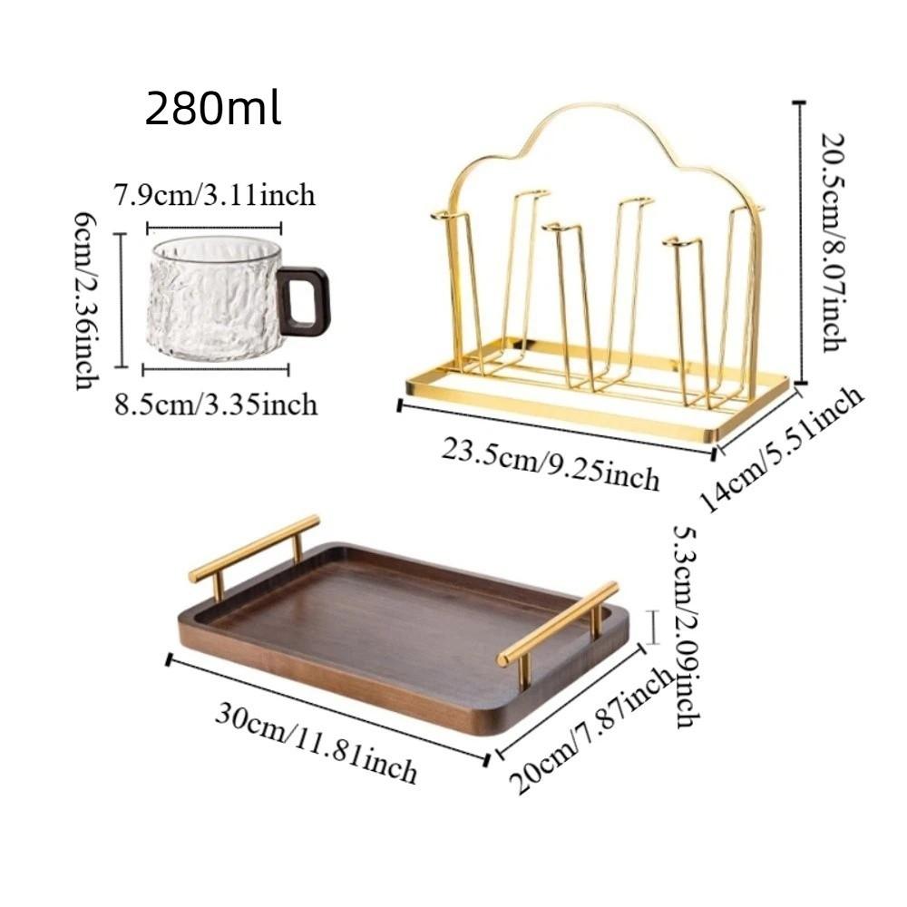 Wooden Handle Glass Tea Cups High Temperature Resistant Water Cups Stylish Milk Juice Cups  Office