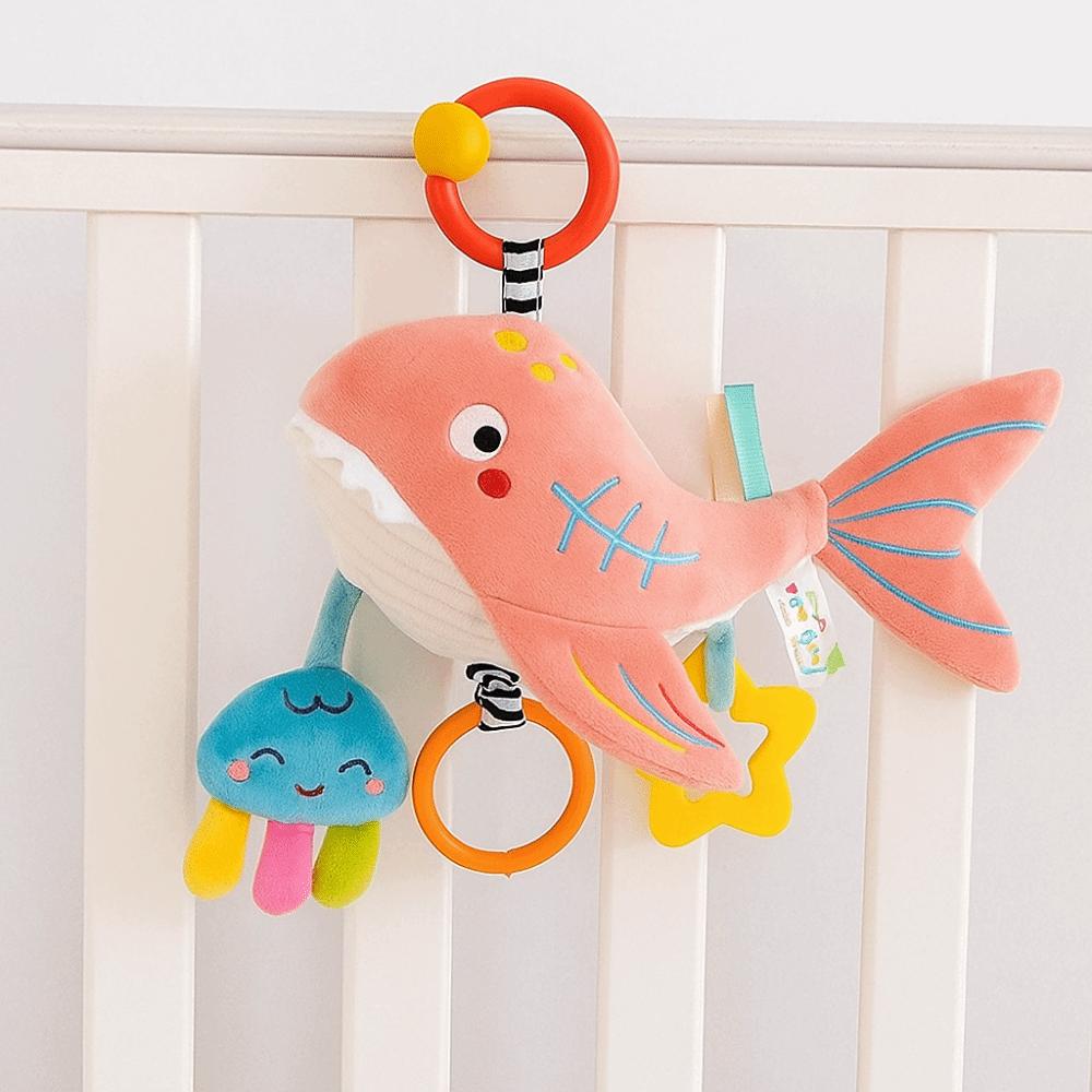 Plush Infant Soft Plush Toy Removable Kids Stuffed Animal Toys Baby Crib Bell Toys for 0-12 Months
