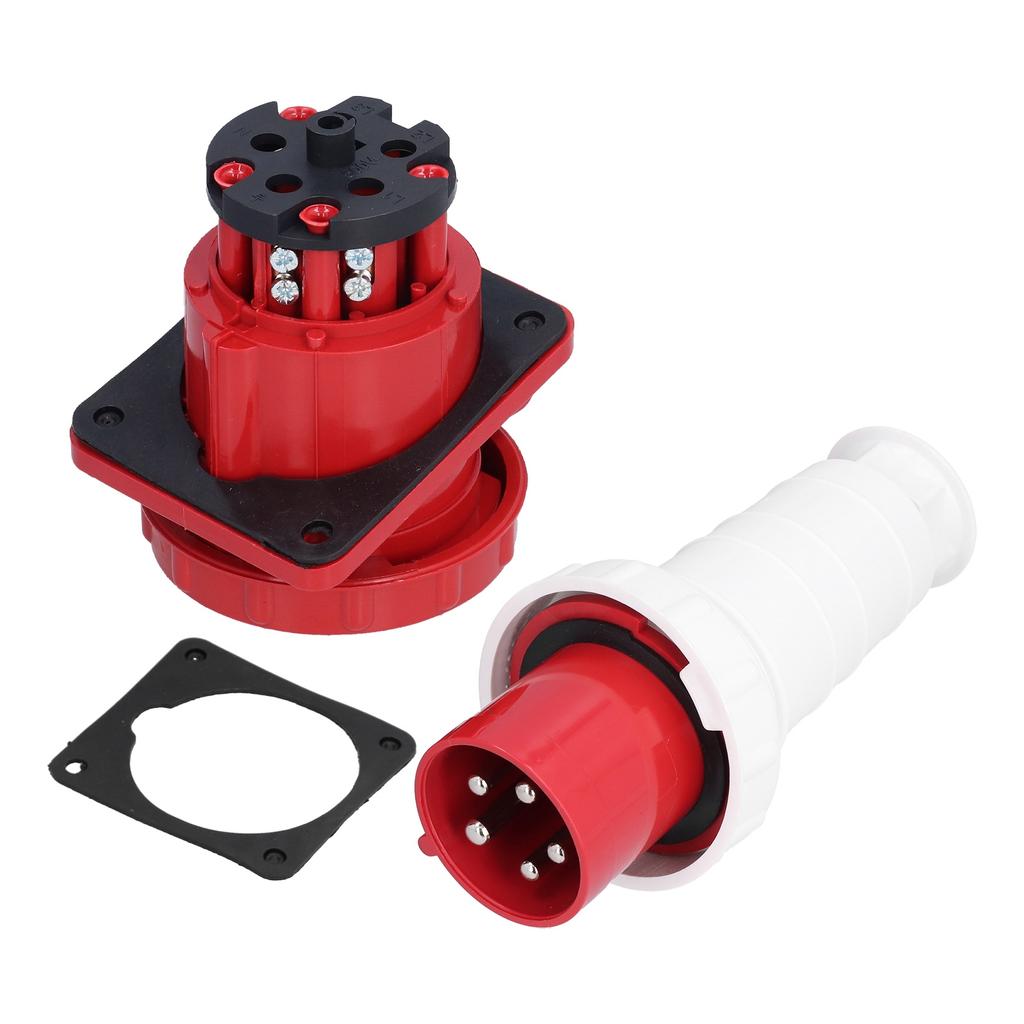 Industrial Plug Socket 5 Pin 3 Phase Power Connector IP67 Waterproof 380415V 63A 3P+N+E