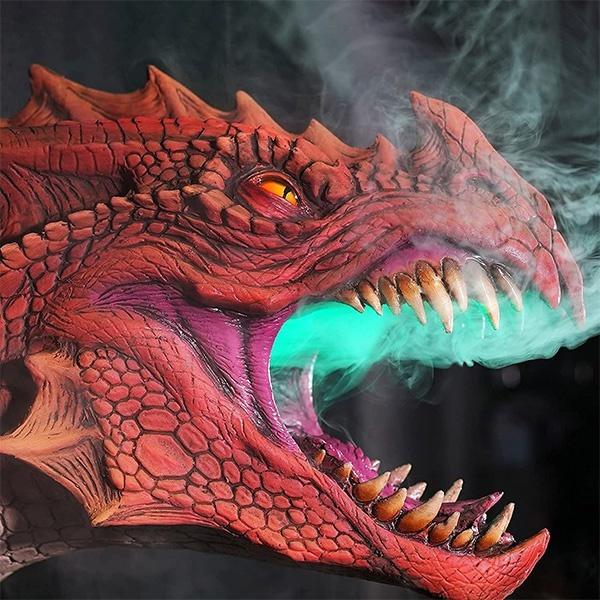 Sprayer LED Dragon Head Hanging Lamp Lantern Wall Lamp Resin Dinosaur Crafts Halloween Decoration Pendent Lamp