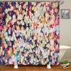 Simple Colorful Geometric Pattern Fabric Shower Curtain Bathroom Curta Round Mosaic Waterproof Bath Screen With 12 Hooks