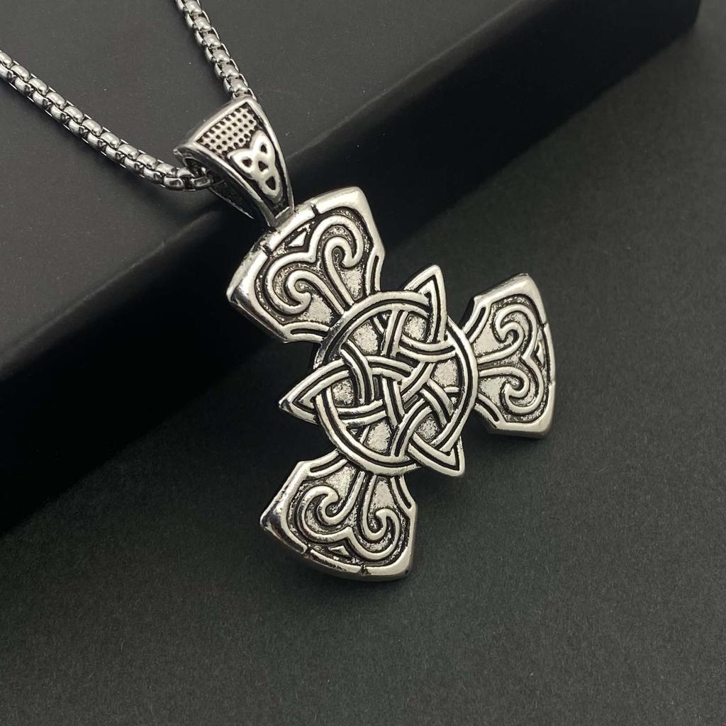 Винтажное ожерелье в скандинавском стиле, культура узлов встречается с золотым кулоном, титановая сталь, цепочка для свитера, аксессуары