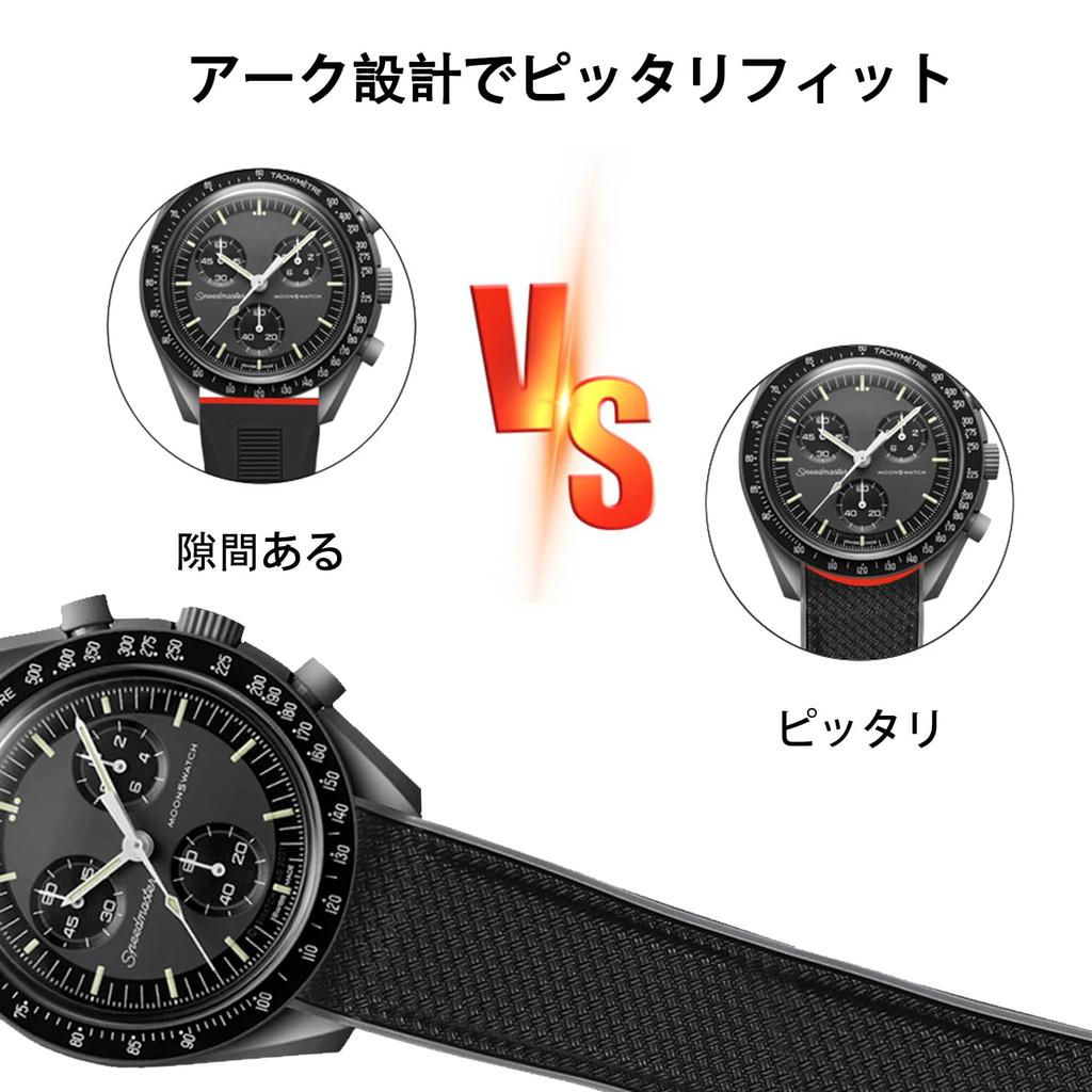 Ремешок для часов Jumpsunfun 20 мм для Omega X, Swatch Speedmaster и MoonSwatch, силиконовый ремешок для часов с D-образной пряжкой, черный