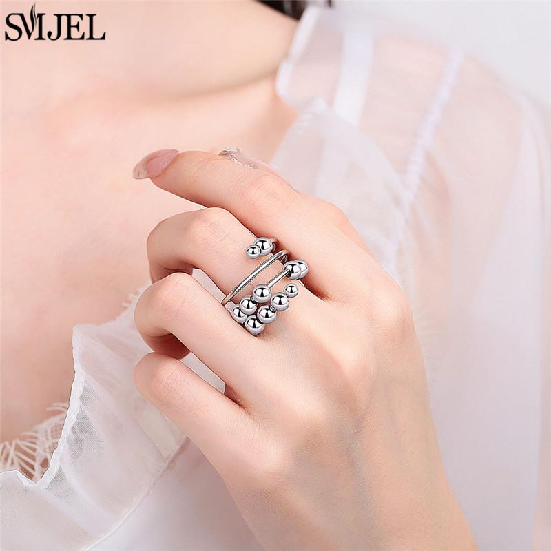 Romantic Cherry Blossom Anxiety Fidget Spinner Rings for Women Cute Rabbit Butterfly Beads Rotate Relaxing Ring Party Jewelry