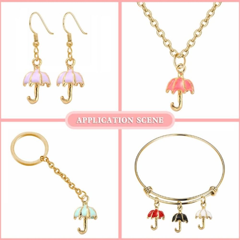 30pcs 3D Umbrella Vintage Bumbershoot Hanging Charms 6 Colors Enamel Charms DIY Jewelry Making