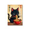 Японский Кот Ест Лапшу Холст Постер Кот Кофе Bonjour Mon Amour Кухонные Настенные Принты для Современной Гостиной Домашний Декор