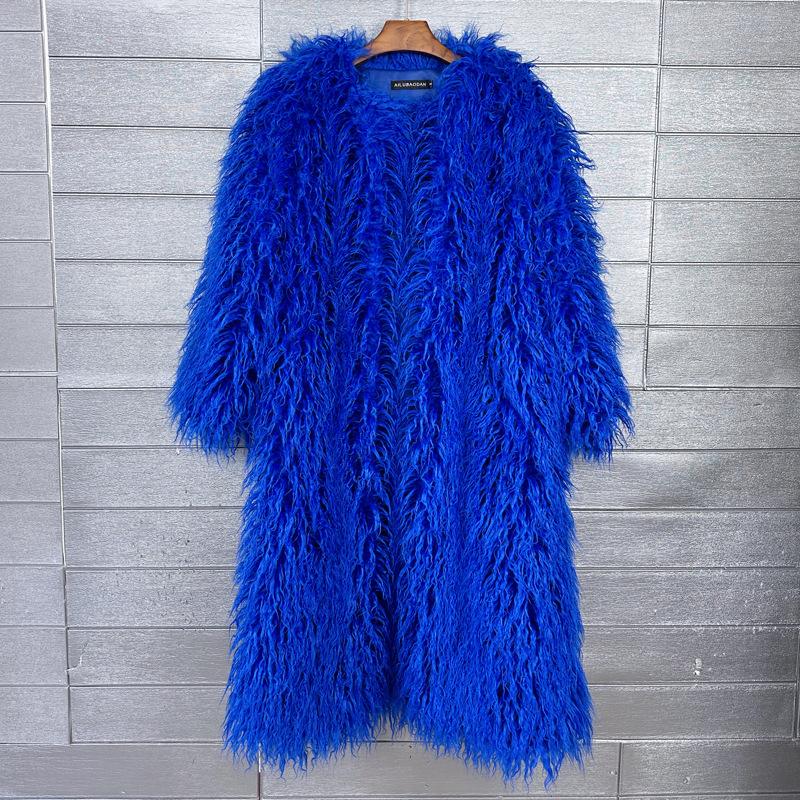 Источник Имитация меха мех пляжная шерсть удлиненная шерстяная куртка цвет колено длинный