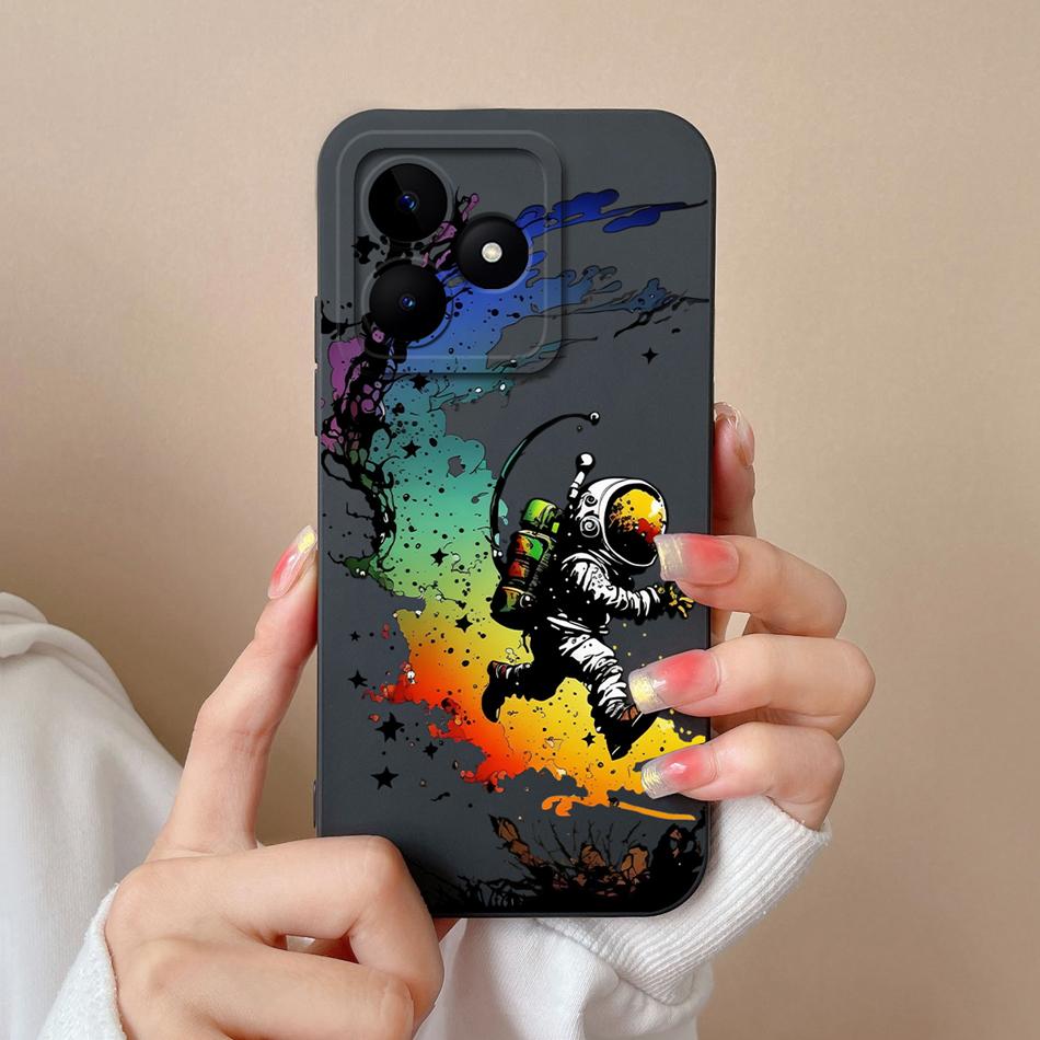 Чехол для Realme Note 50 Чехол для телефона Realme Note 60 Милый Кот Полная Защита Задняя Крышка Мягкий Жидкий Силиконовый Бампер Для