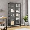 VidaXL Highboard Black 85x40x180 Cm Glass and Steel 353004