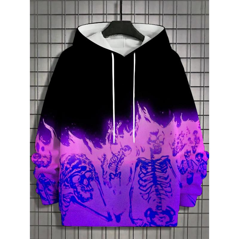 Осень Зима Мужские Спортивные Толстовки Унисекс 3D Принт Хэллоуин Череп Узор Принтованные Толстовки Харадзюку Мода Пуловеры