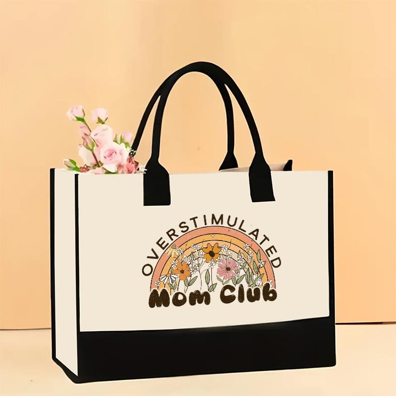 Холщовая сумка через плечо, большая вместительная сумка с принтом, женская модная легкая портативная сумка для подарков и покупок