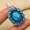 Blue Topaz Gemstone Handmade 925 Sterling Silver Jewelry Pendant Dainty Gifts For Love