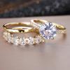 Роскошные свадебные наборы тонких колец для женщин золотого цвета, круглые белые обручальные кольца с цирконом, вечерние ювелирные изделия на день матери, подарки