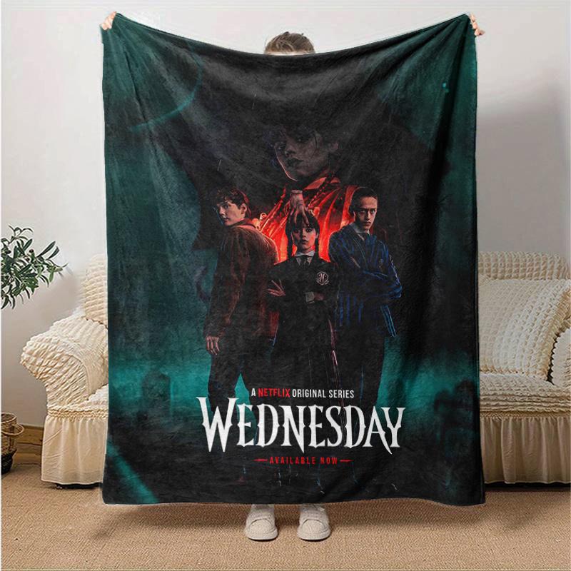 1pc Wednesday Series Blanket, Soft Throw for Room Decor, Perfect Gift Idea for Family and Friend, Living Room, Travel, Camping, Car Blankets, Beach, O