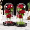 Galaxy Artificial Rose Flowers with LED Lights in Glass Dome Fake Forever Flower for Valentines Day Romantic Gifts Table Lamp Mom Birthday Decoration