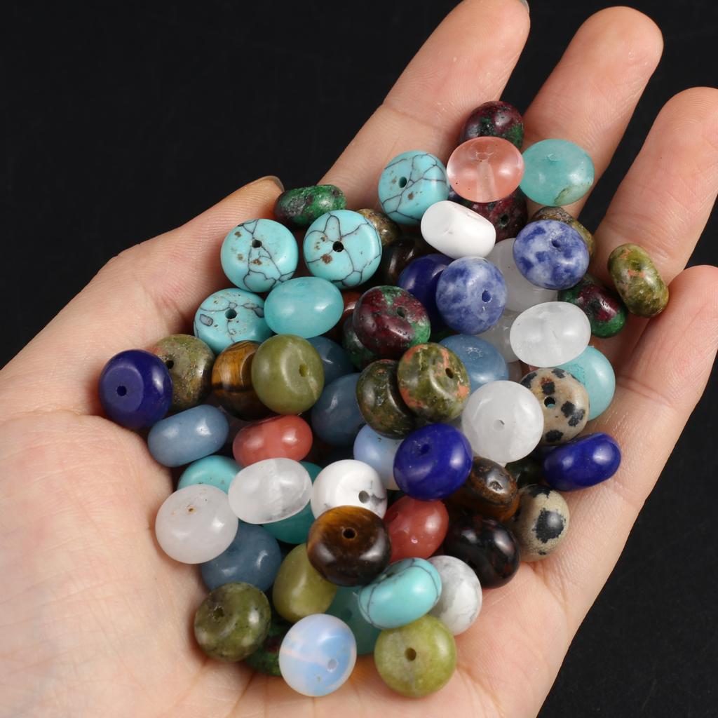 20Pcs/Pack Natural Stone Beads Multiple Styles Colours Small Hole Loose Beads for Jewellery Making DIY Necklace Bracelet Accessories 10x10x6 Mm