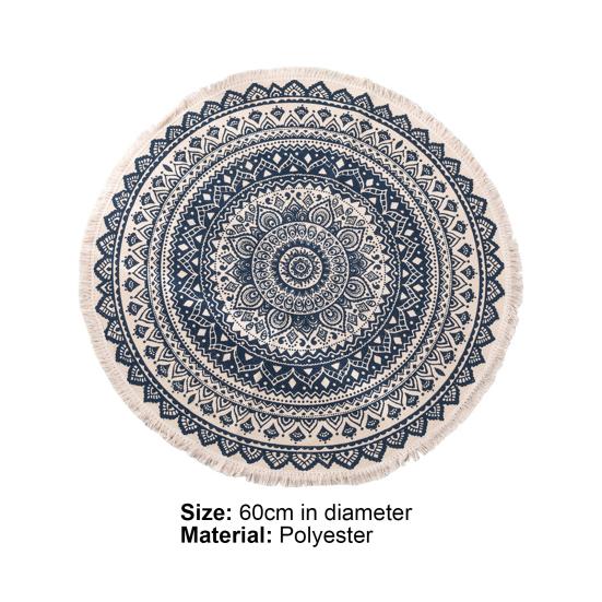 Круглый коврик с кисточкой из полиэстера, удобный напольный ковер для хранения для спальни