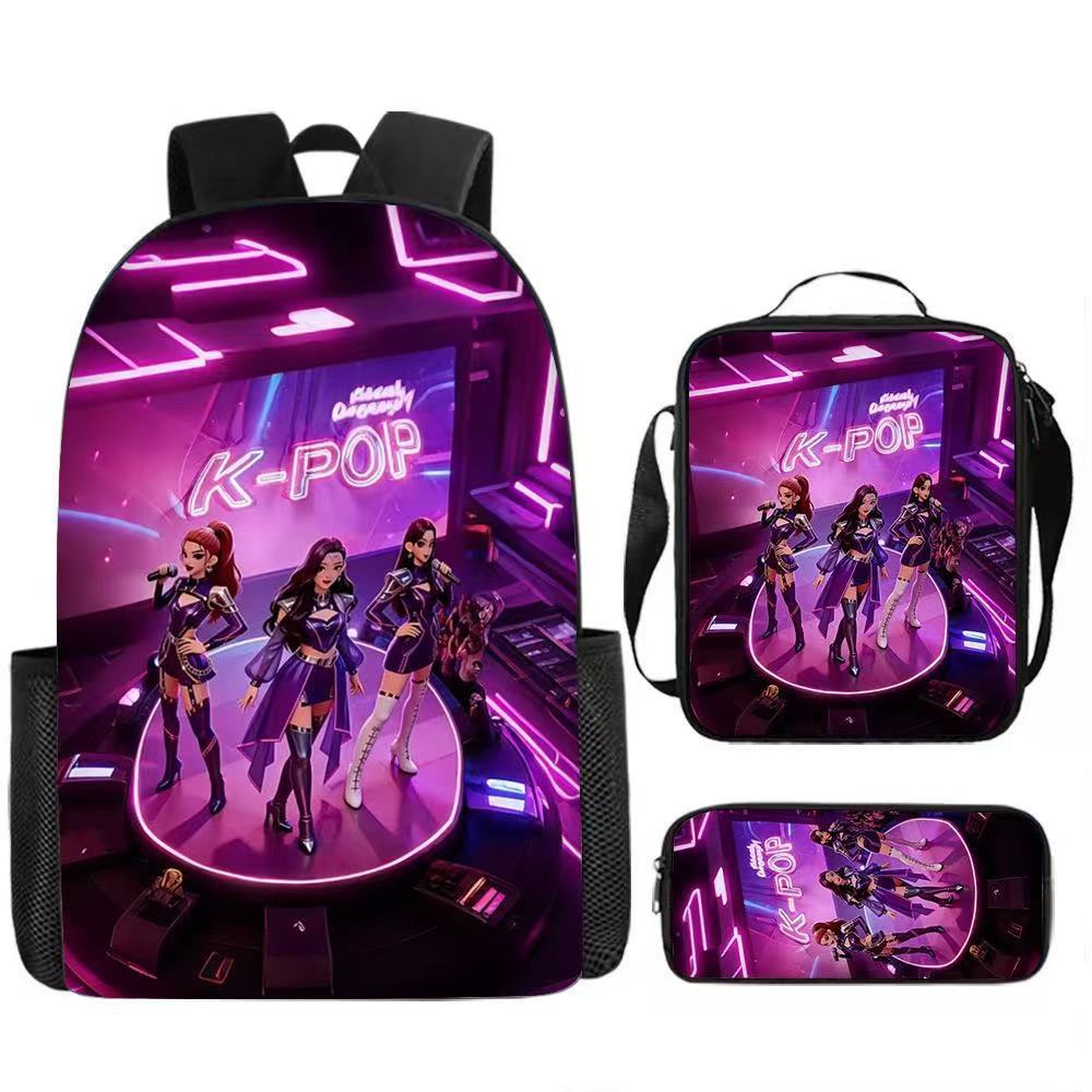 Kpop Hunter Witch Trio Set Trendy School Bag Multipurpose Pencil Case Crossbody Bag Three-in-One Student Backpack