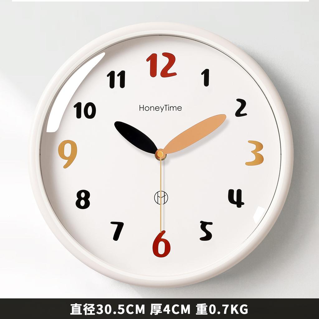 Simple cream style Internet celebrity silent wall clock 1011 new living room wall clock premium household bedroom wall watch
