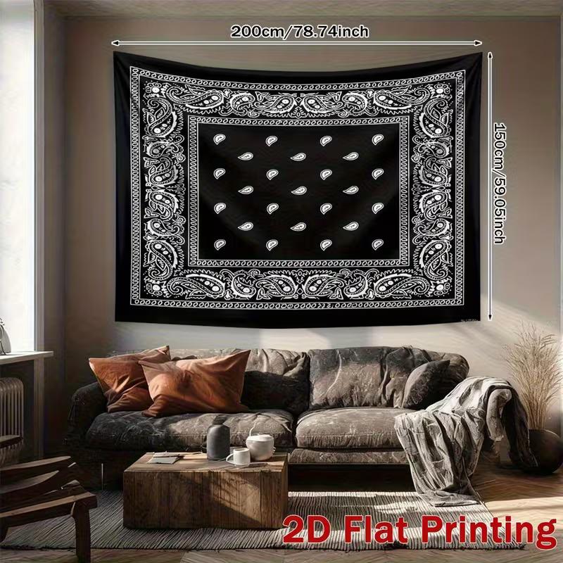 2D Vintage Paisley Bandana Backdrop Banner for Aesthetic Room Decor