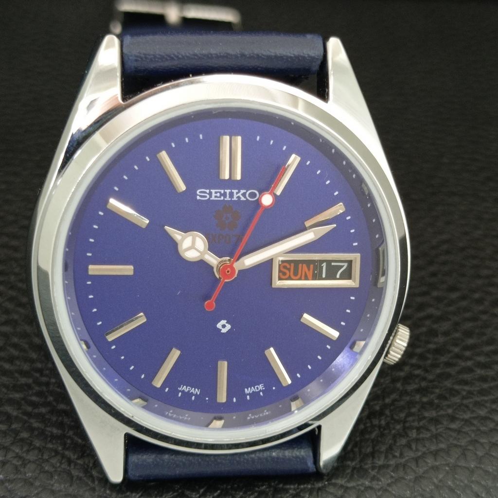 АВТОМАТИЧЕСКИЕ ВИНТАЖНЫЕ ОТРЕСТАВРИРОВАННЫЕ МУЖСКИЕ ЧАСЫ SEIKO EXPO 70 ЯПОНИЯ СИНЕГО ЦВЕТА a445589-1